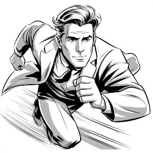 Image of a man running to pick up a phone call